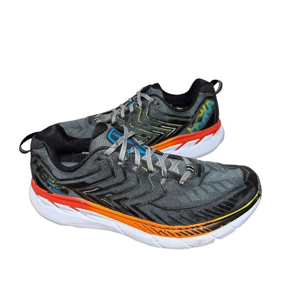 Men’s Hoka Clifton 4 One One Charcoal and Fiery Orange Sneakers size 10.5 main image 4